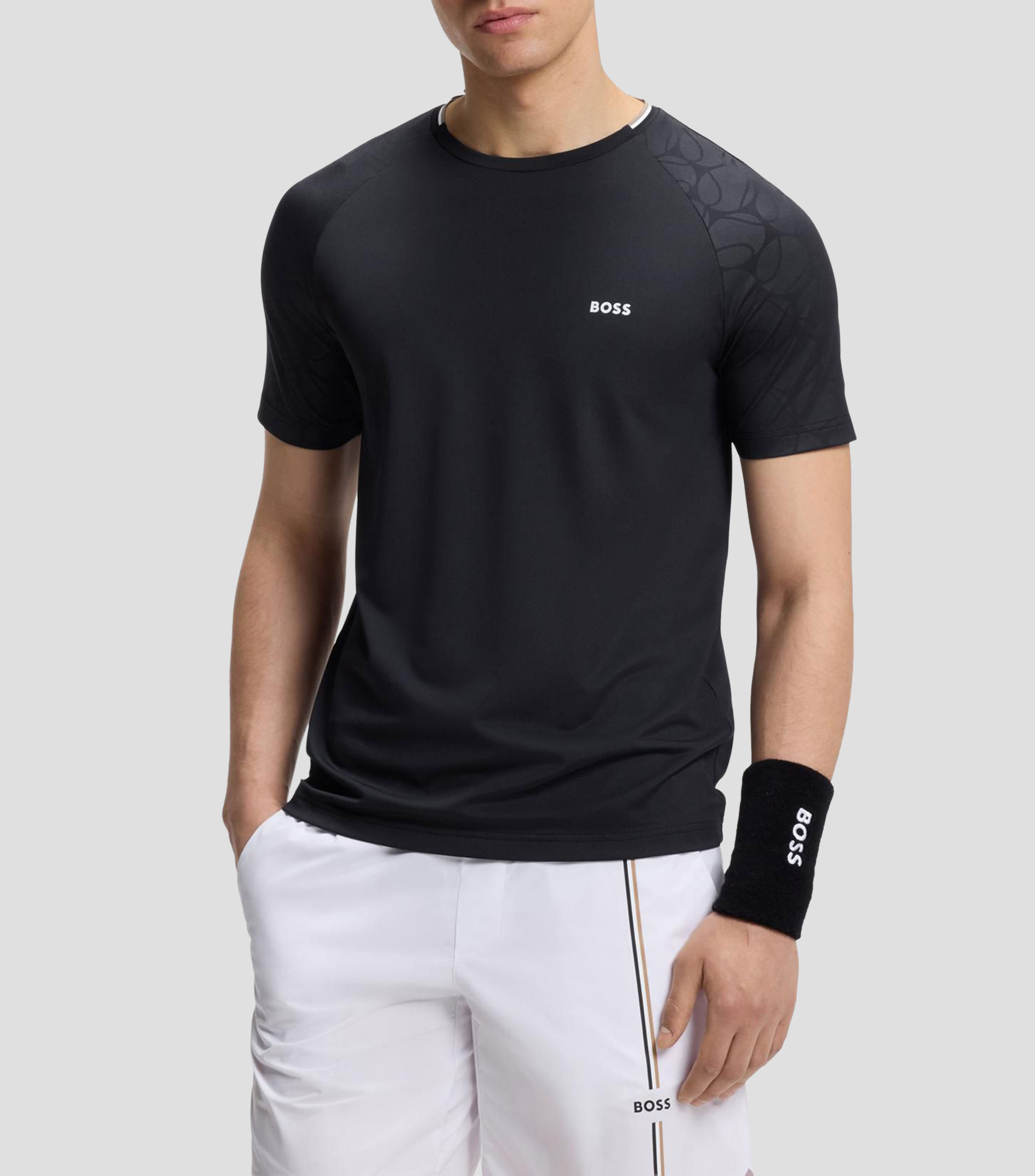 Playera activa con absorción de la humedad y grabado de pelota de tenis Hombre